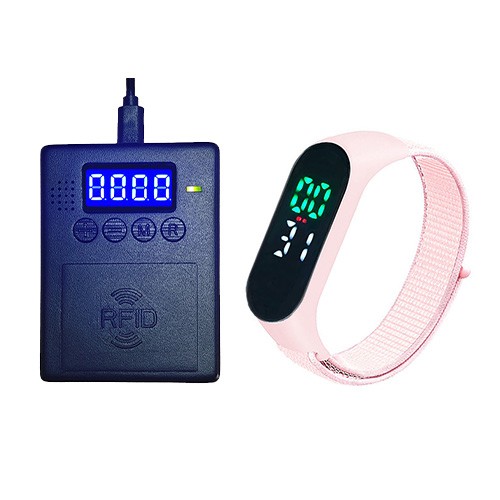 Bracelet de rappel de vibration RFID à compte à rebours pour parc d'enfants payant en minutes ou en heures