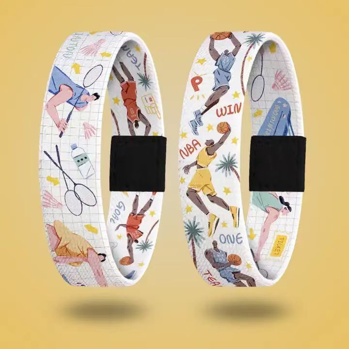 Bracelets élastiques personnalisés en polyester, étiquettes en tissu, bracelets élastiques à sublimation