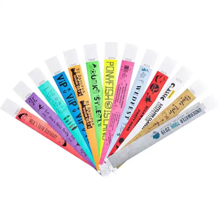 Bracelet en papier imperméable pour événements, pour billets avec logo personnalisé, bracelet jetable