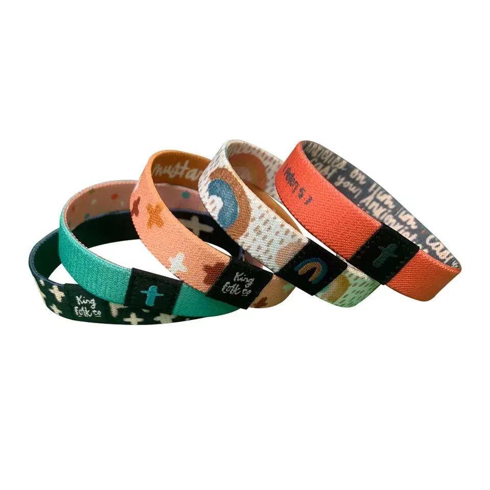 Bracelet en polyester tissé extensible pour festival de basket-ball sportif, bracelet à sublimation