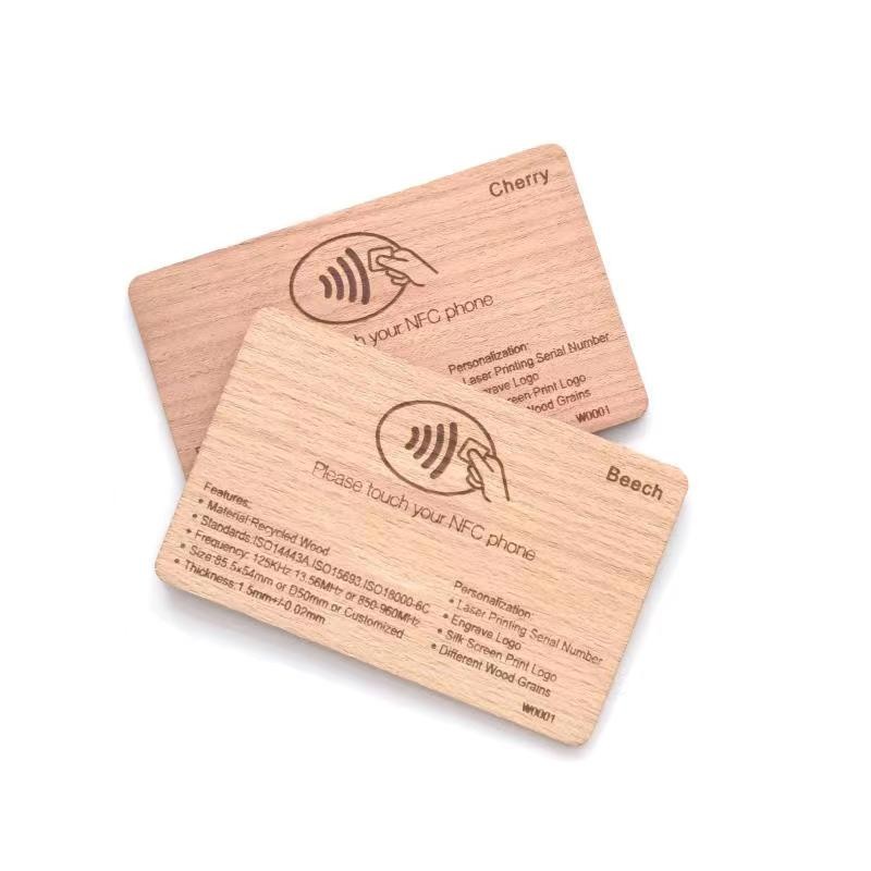 Carte d'accès d'hôtel en bois RFID écologique avec logo personnalisé