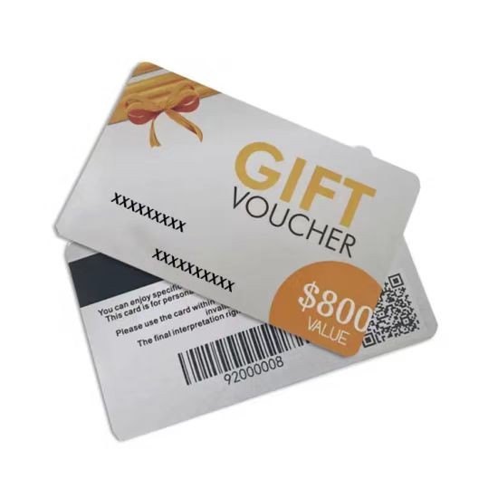 Cartes-cadeaux personnalisées en plastique PVC CR80 à impression personnalisée