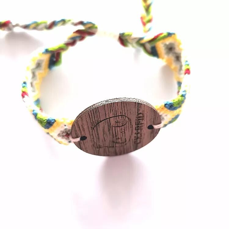 Bracelet en bois RFID réglable avec logo personnalisé, bracelet NFC tissé en bois gravé à la main