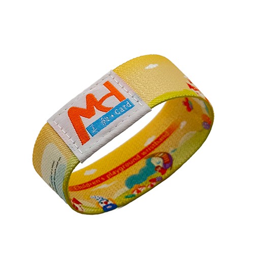 Bracelet tissé RFID personnalisé pour événements, bracelets en tissu élastique NFC pour parcs d'attractions