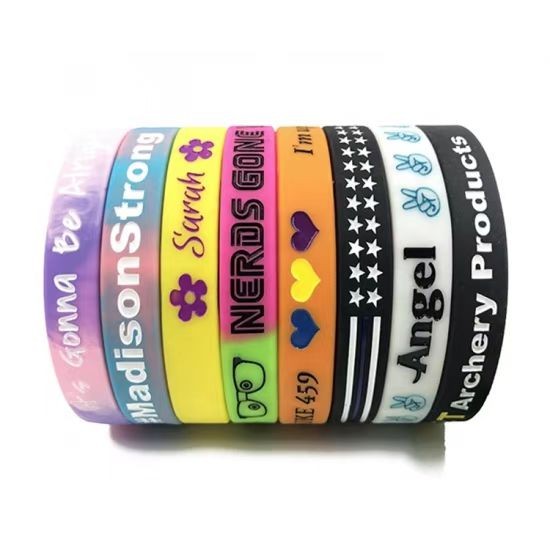 Bracelets en caoutchouc et silicone personnalisés, bracelet élastique en silicone gravé pour poignet personnalisé