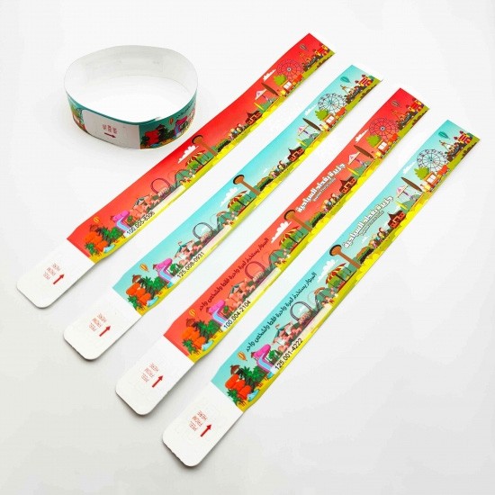 Billet d'entrée jetable pour parc d'attractions, bracelet en papier PP étanche pour événements