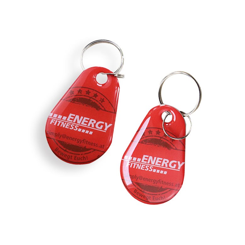 Porte-clés à puce RFID/NFC transparent, fourniture d'usine, étiquette de carte de proximité 125 MHz, porte-clés époxy RFID