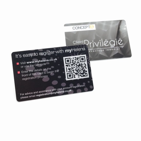 Carte plastique imprimée en CMJN avec code QR, impression thermique pour la gestion des adhésions