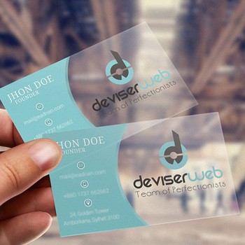 Carte de visite transparente en PVC avec impression couleur