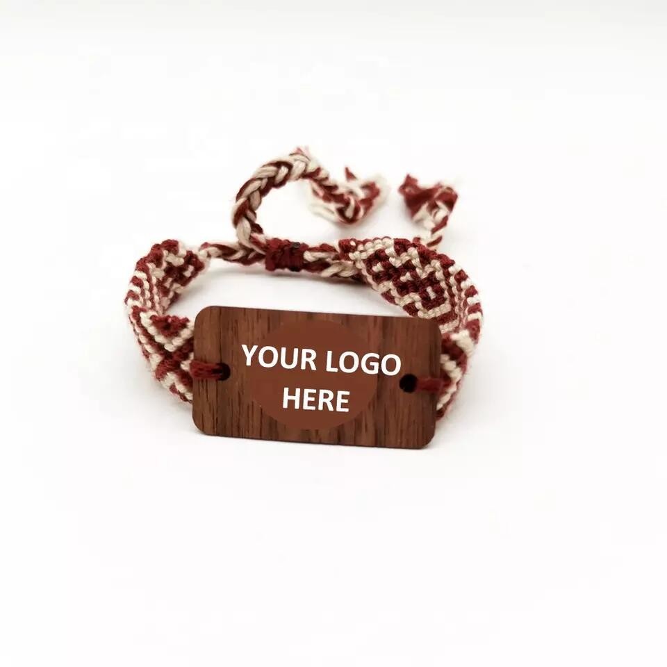 Bracelet en bois RFID réglable et tendance, logo personnalisé gravé, bracelet NFC tissé en bois fait main