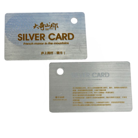 Carte VIP en acier inoxydable brossé couleur argent