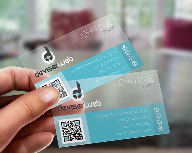 Carte de visite transparente en PVC avec impression couleur