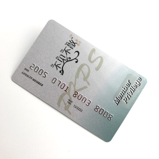Carte de membre en plastique PVC avec impression de numéro en relief