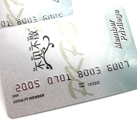 Carte de membre en plastique PVC avec impression de numéro en relief