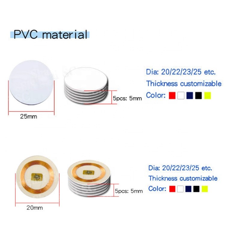 Étiquette RFID ronde blanche en PVC 125 kHz TK4100 EM4305