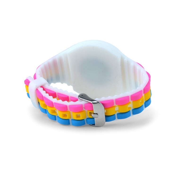 Bracelet de montre étanche en caoutchouc de silicone arc-en-ciel avec bracelet en silicone de dessin animé RFID