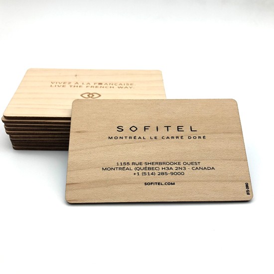 Carte RFID en bois 13,56 MHz, carte-clé d'hôtel en bois sans contact