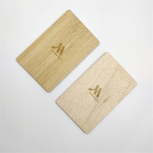 Cartes de visite programmables en bois de bambou RFID ISO14443A Smart NTAG213/216 NFC carte clé d'hôtel en bois