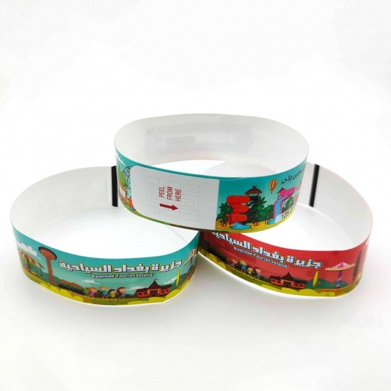 Billet d'entrée jetable pour parc d'attractions, bracelet en papier PP étanche pour événements