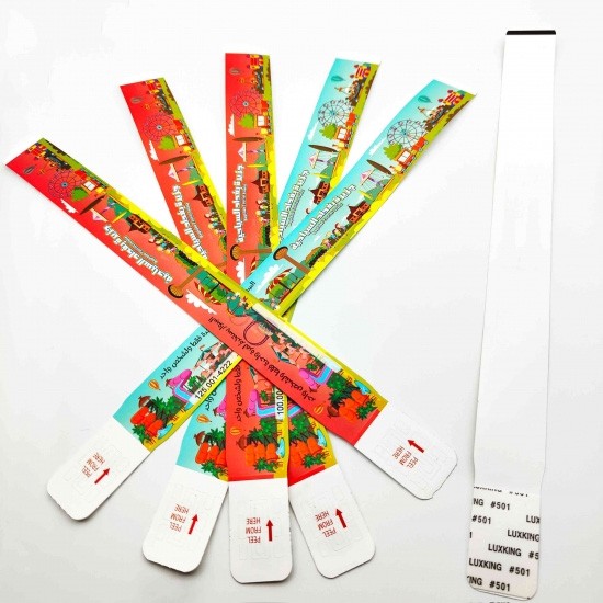 Billet d'entrée jetable pour parc d'attractions, bracelet en papier PP étanche pour événements