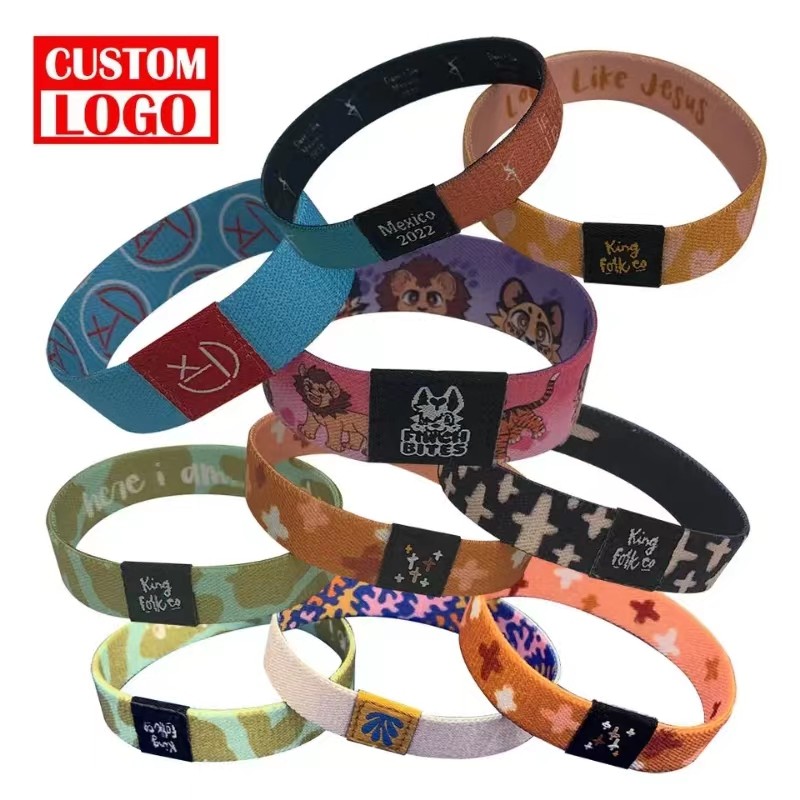 Bracelet en polyester tissé extensible pour festival de basket-ball sportif, bracelet à sublimation