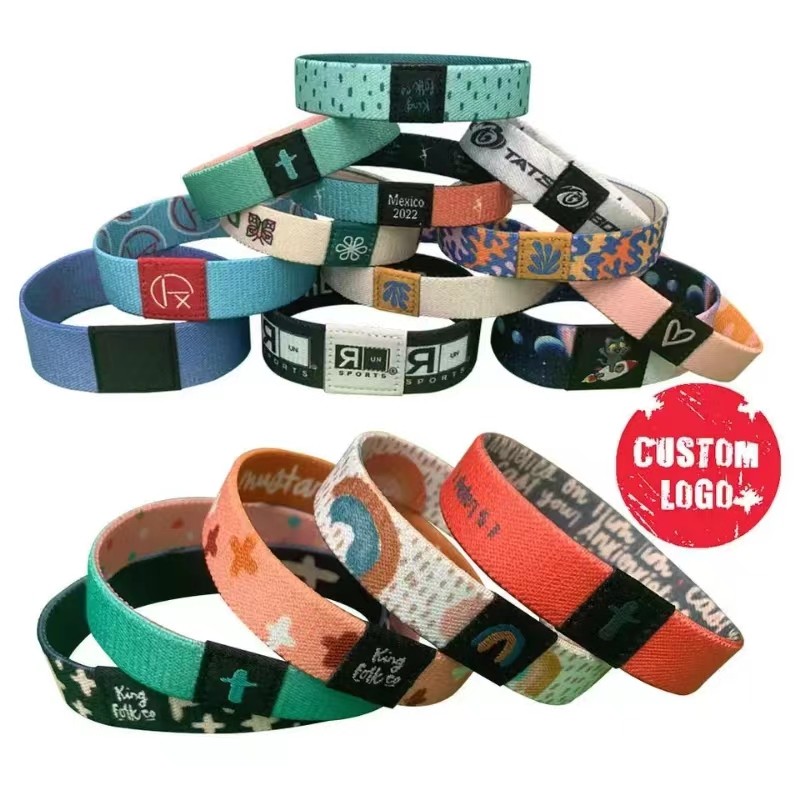 Bracelet en polyester tissé extensible pour festival de basket-ball sportif, bracelet à sublimation