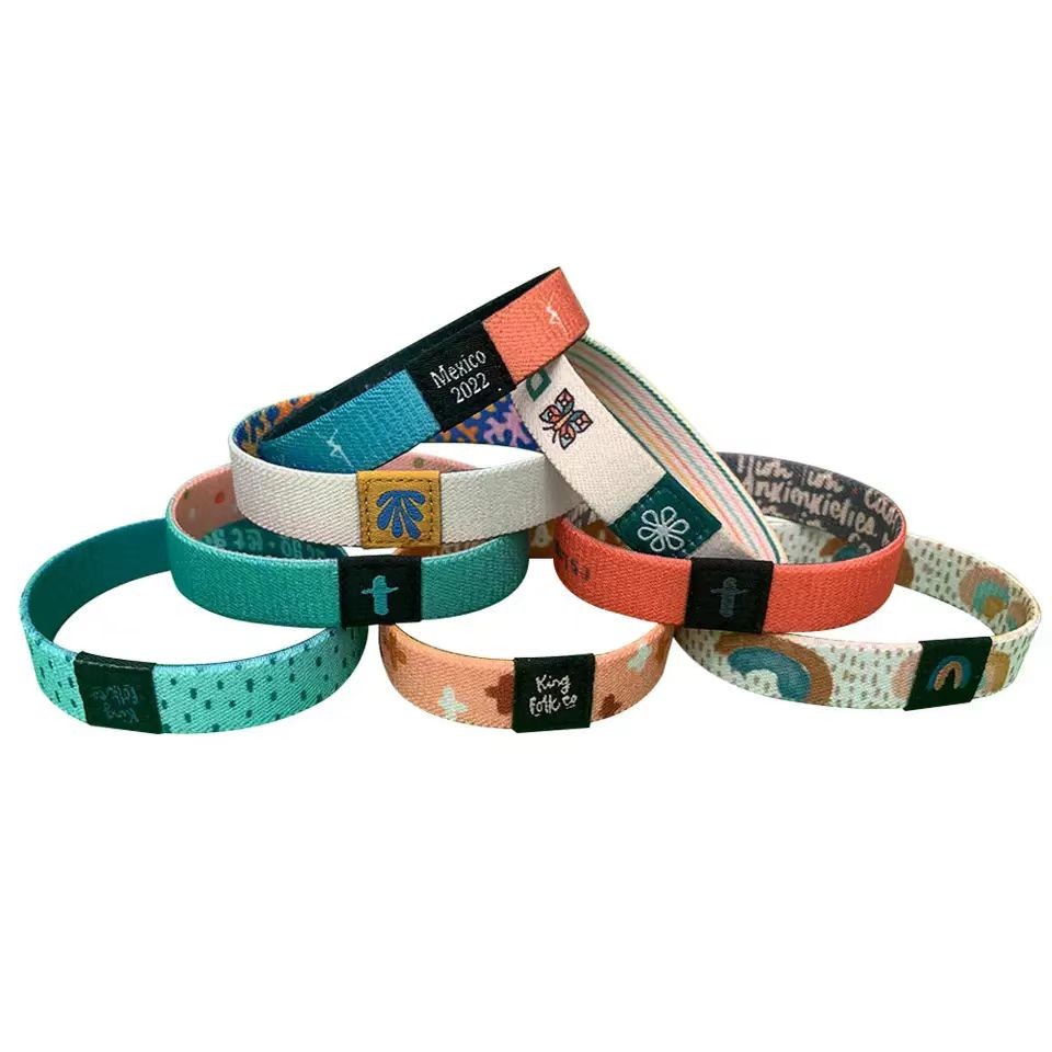 Bracelet en polyester tissé extensible pour festival de basket-ball sportif, bracelet à sublimation
