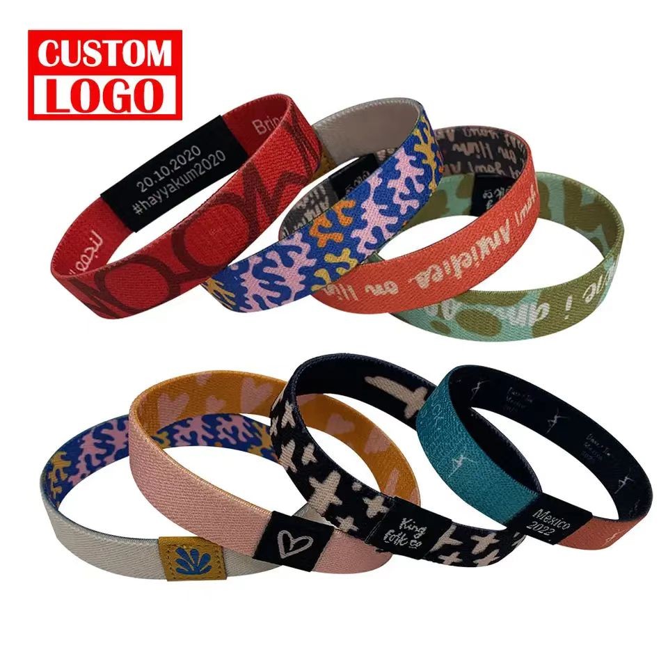 Bracelet en polyester tissé extensible pour festival de basket-ball sportif, bracelet à sublimation