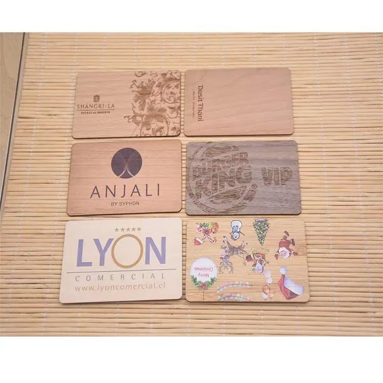 Carte NFC en bois recyclable avec logo personnalisé, gravure RFID, carte en bois de bambou pour entreprise