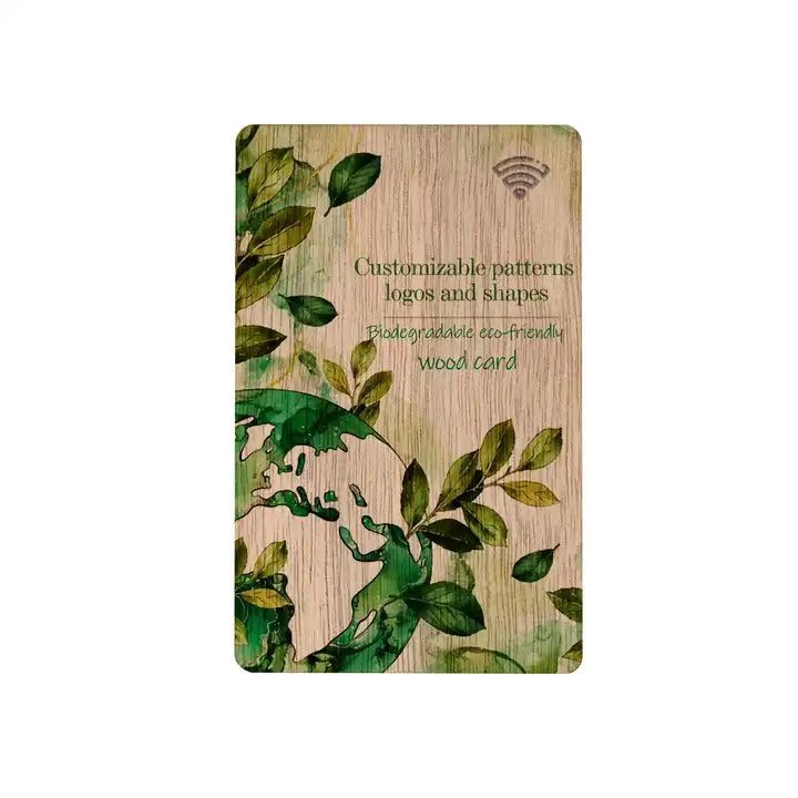 Carte NFC en bois recyclable avec logo personnalisé, gravure RFID, carte en bois de bambou pour entreprise