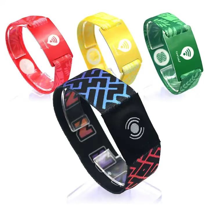 Bracelet en tissu élastique avec logo personnalisé Bracelet RFID élastique en polyester