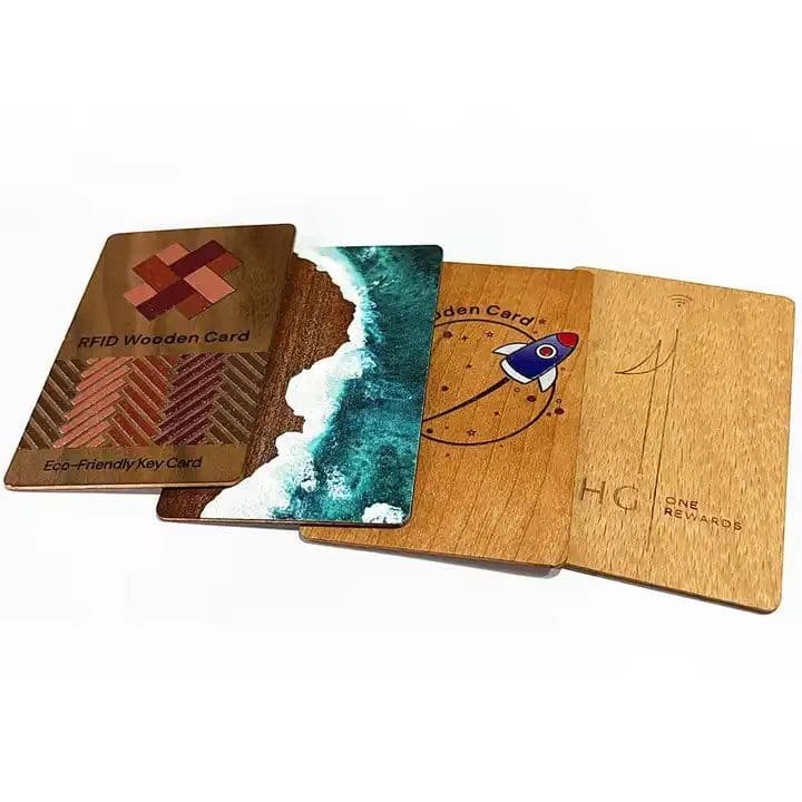 Carte de visite en bois avec clé RFID NFC, impression personnalisée de luxe en bambou