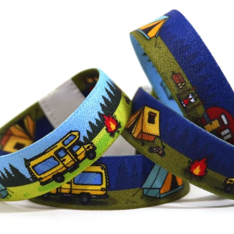 Bracelets élastiques personnalisés en polyester, étiquettes en tissu, bracelets élastiques à sublimation