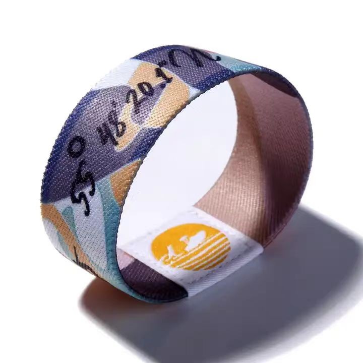Bracelets élastiques personnalisés en polyester, étiquettes en tissu, bracelets élastiques à sublimation