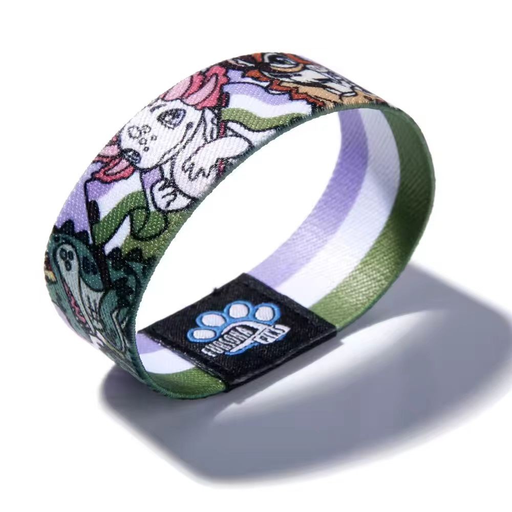 Bracelet tissé en polyester avec logo personnalisé et impression couleur pour festival