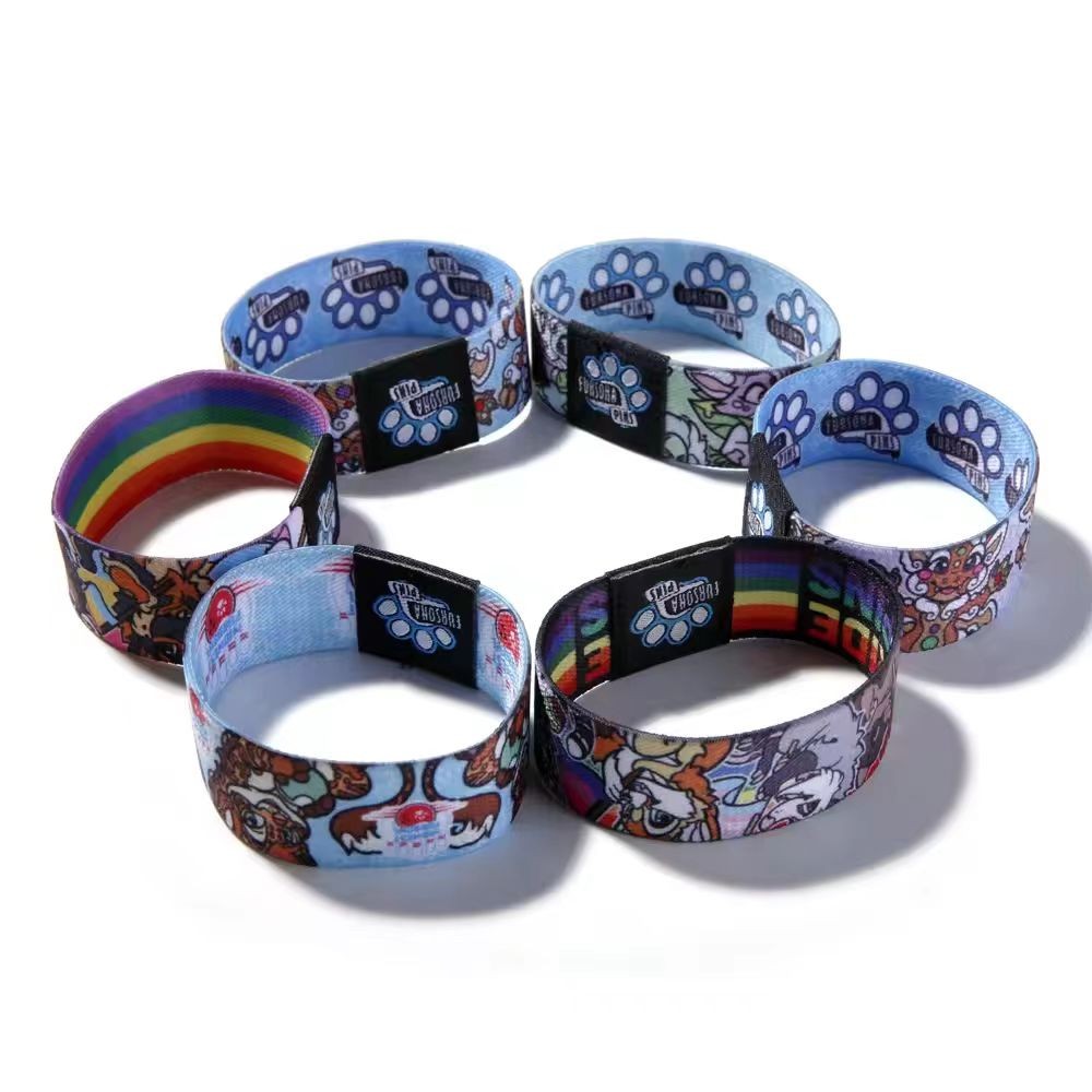 Bracelet tissé en polyester avec logo personnalisé et impression couleur pour festival