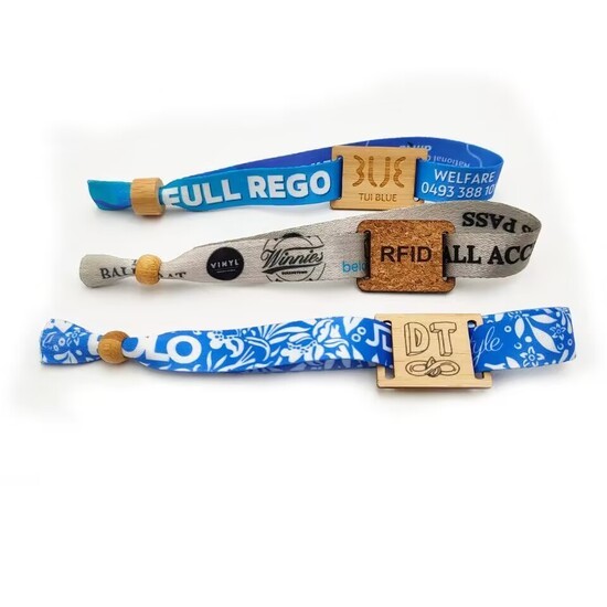 Bracelets en tissu de bambou RFID écologiques personnalisés avec cadenas en bambou