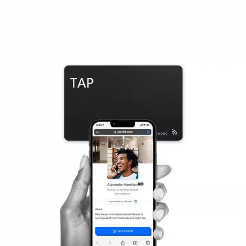 Carte NFC professionnelle RFID imprimable et personnalisée en PVC noir mat pour réseaux sociaux