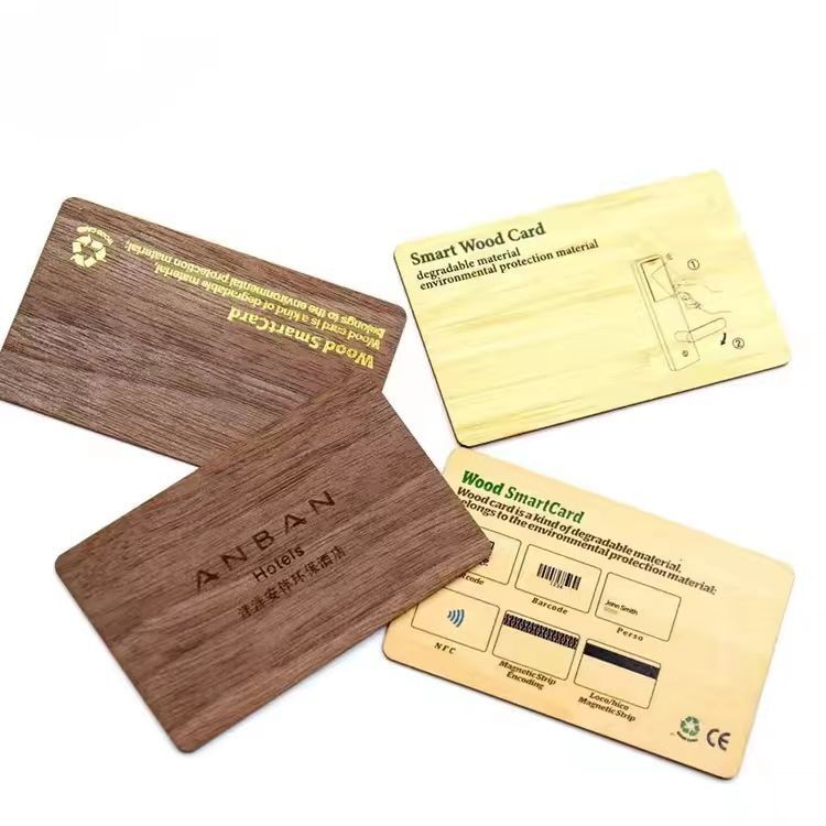 Carte de visite personnalisée CR80 NFC RFID en bois de bambou, contrôle d'accès, carte-clé d'hôtel