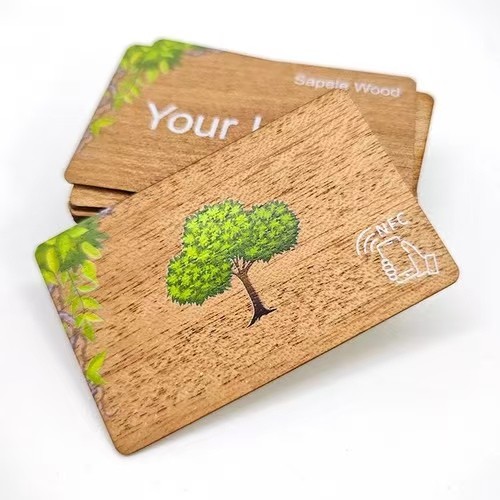Carte de visite personnalisée CR80 NFC RFID en bois de bambou, contrôle d'accès, carte-clé d'hôtel