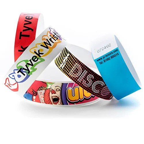 Bracelets en papier jetables pour tickets de contrôle d'accès avec logo personnalisé