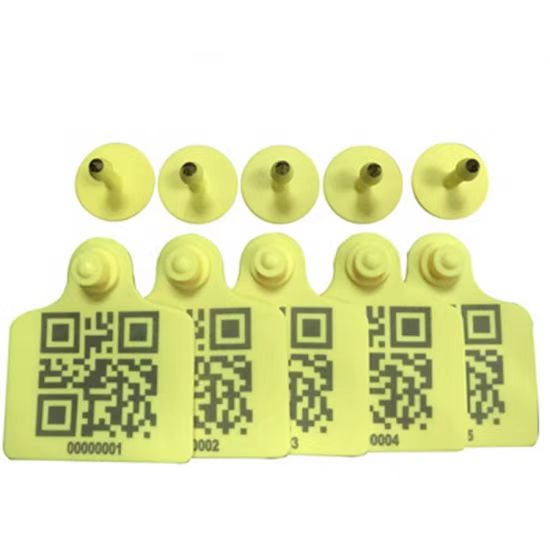 Étiquettes auriculaires intelligentes pour animaux, code QR UHF RFID longue portée, vente en gros, pour moutons et cochons