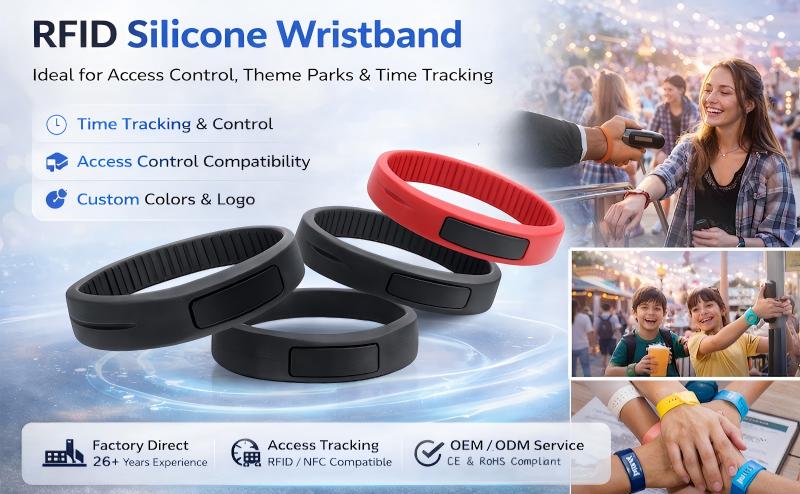 waterproof RFID silicone wristband for pool and water park access