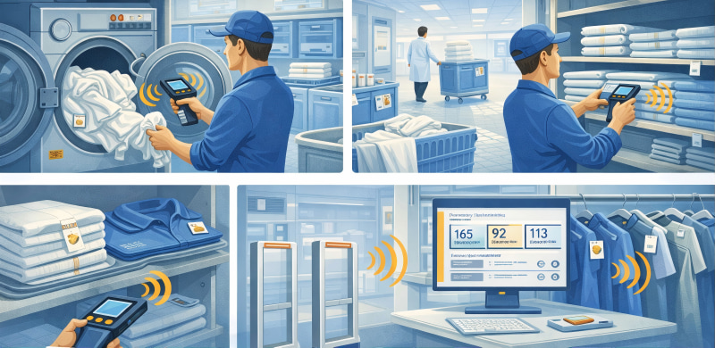 RFID laundry management using washable UHF RFID laundry tags