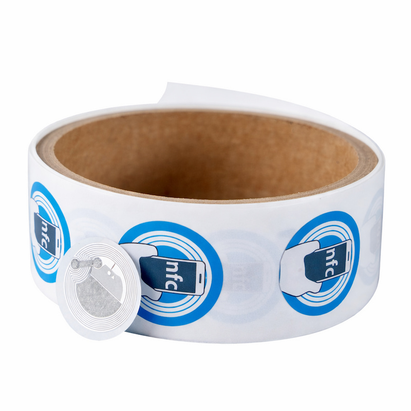 Custom NFC sticker roll label with NTAG213 chip ISO14443A 13.56MHz RFID NFC tag