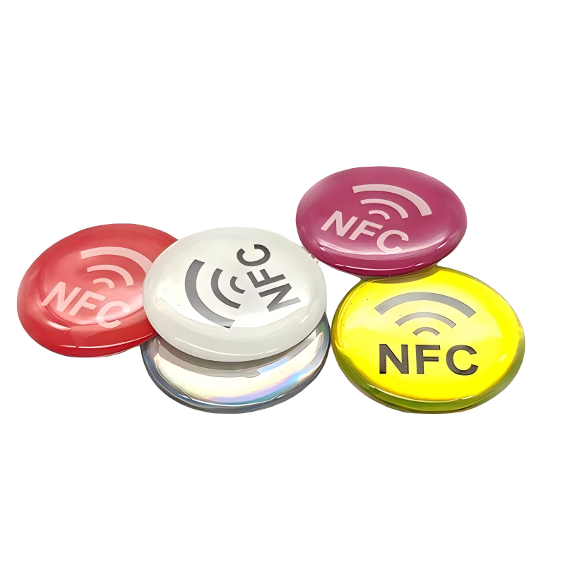 High Gloss Clear Epoxy NFC Chip Tag with Custom Logo Printing