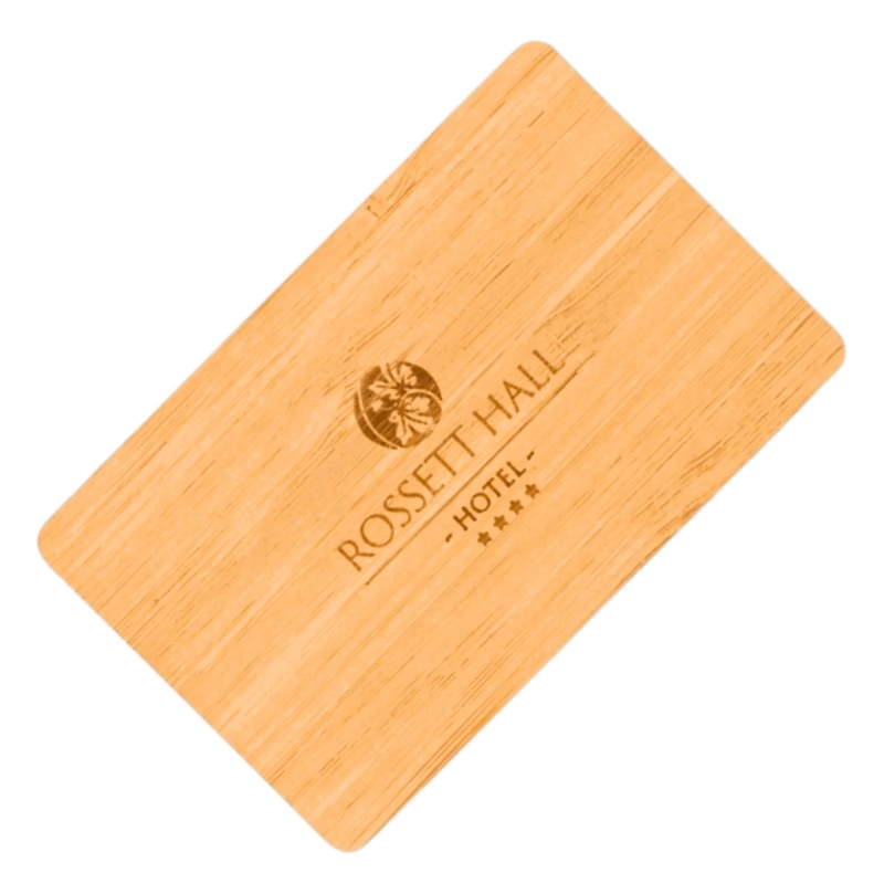 Cherry wood NFC smart card custom engraved contactless wooden card