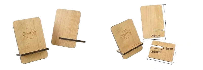 NFC wooden menu stands size display