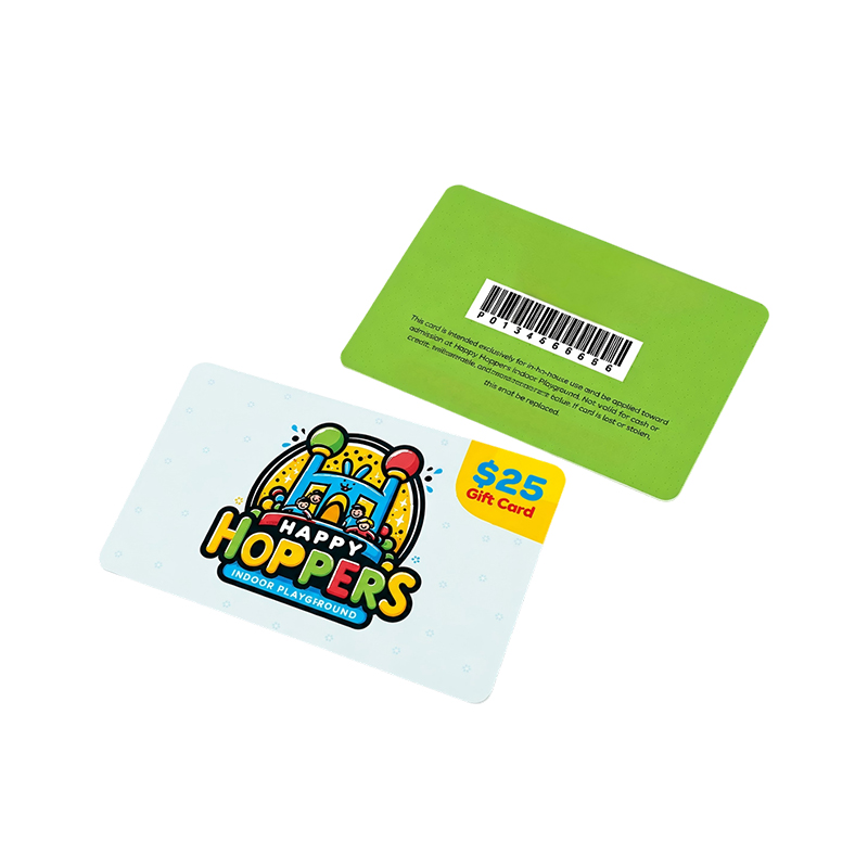 Custom prepaid gift cards with barcode QR code and scratch-off PIN for retail and promotional programs