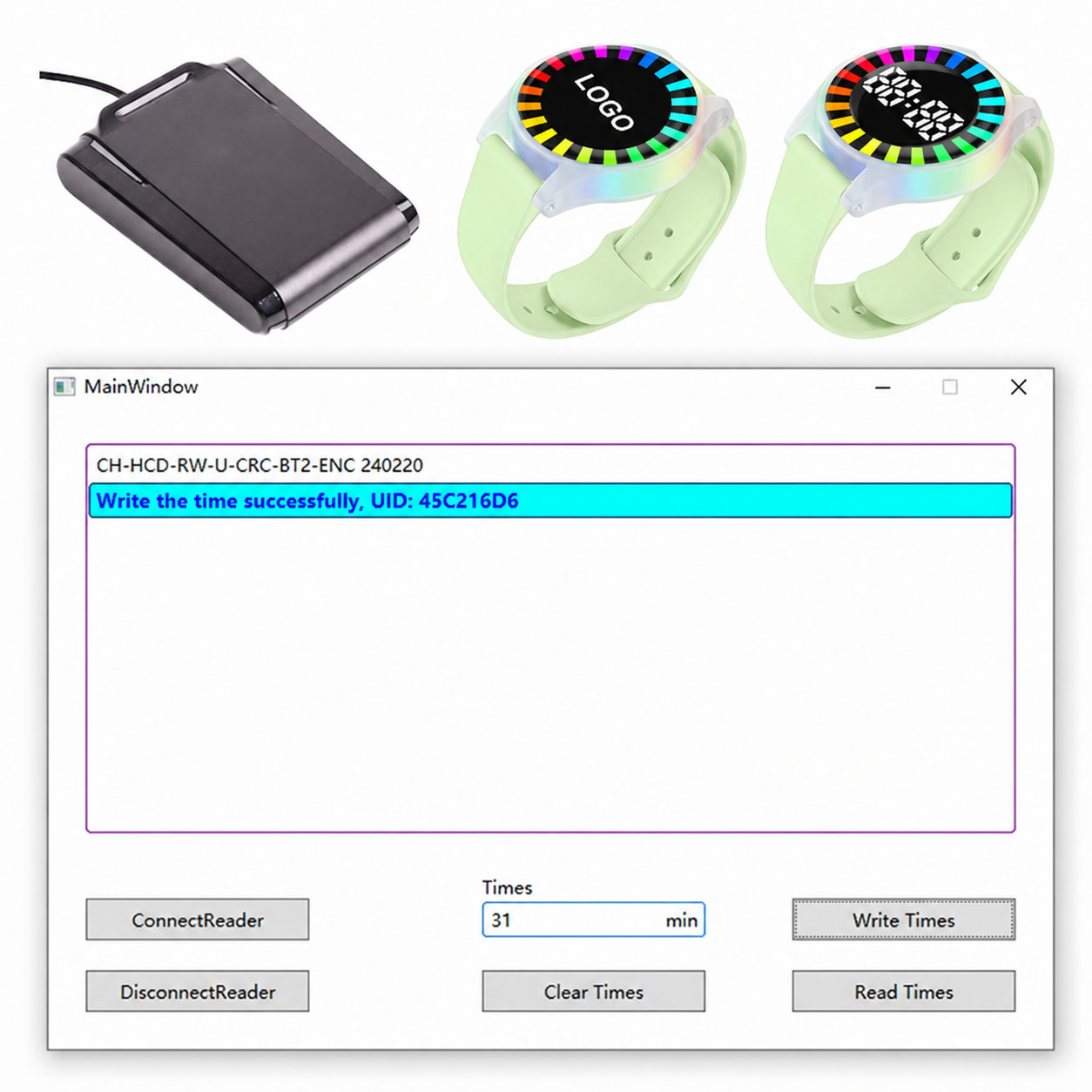 Computer-connected wristband time-setting program